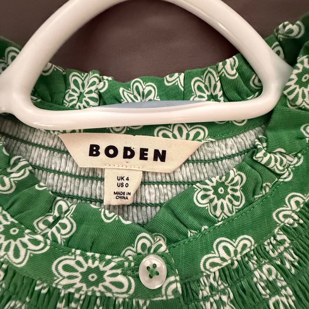 Boden Green Fay Smocked Jersey Shirt  green - Picture 7 of 13